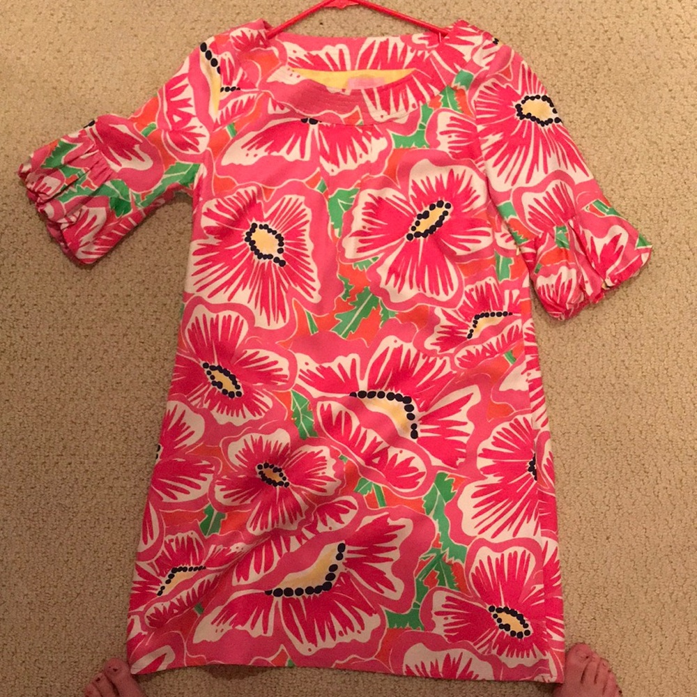 Vintage Pink Floral Silk Lilly Pulitzer Dress